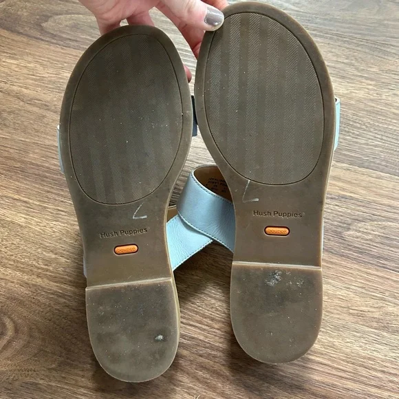 HUSH PUPPIES Powder Blue Adjustable Strap Comfort Sandals Coastal | Size 11 Wide - Picture 8 of 11